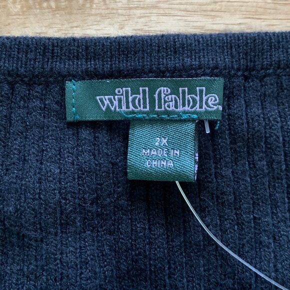 Wild Fable Junior Teens Button-Up Black Ribbed Cardigan Sweater Plus Size 2X - Picture 6 of 10